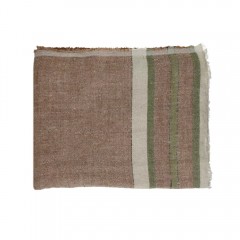 THROW RUSSY LINEN BROWN MIX COLOR STRIPES    - BLANKETS